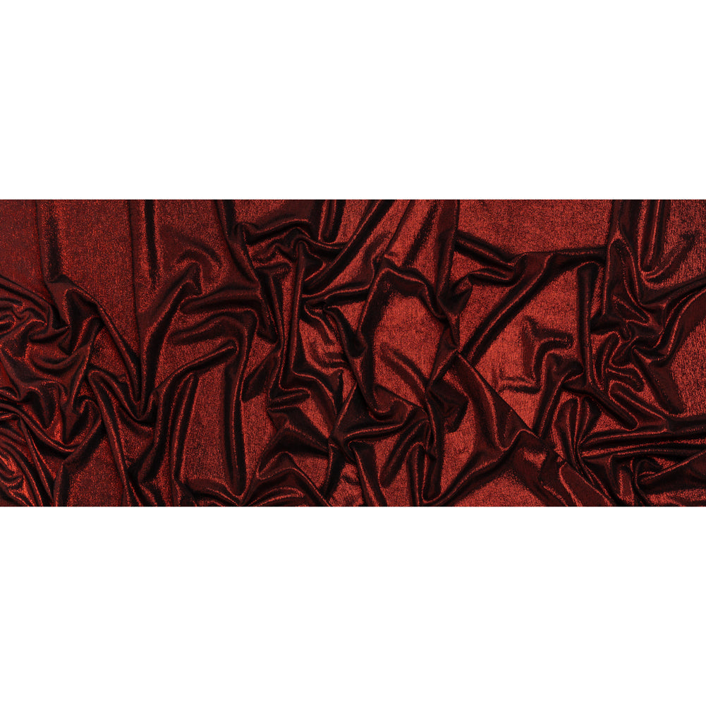 Metallic Foiled Uneven Stretch Rib Knit - Red on Black - Estelle Collection
