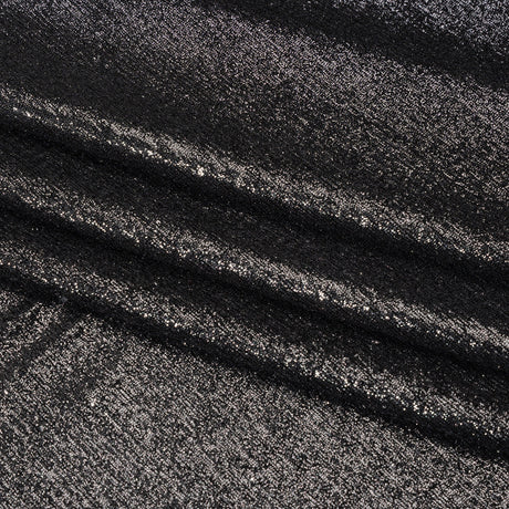 Metallic Foiled Uneven Stretch Rib Knit - Charcoal on Black - Estelle Collection