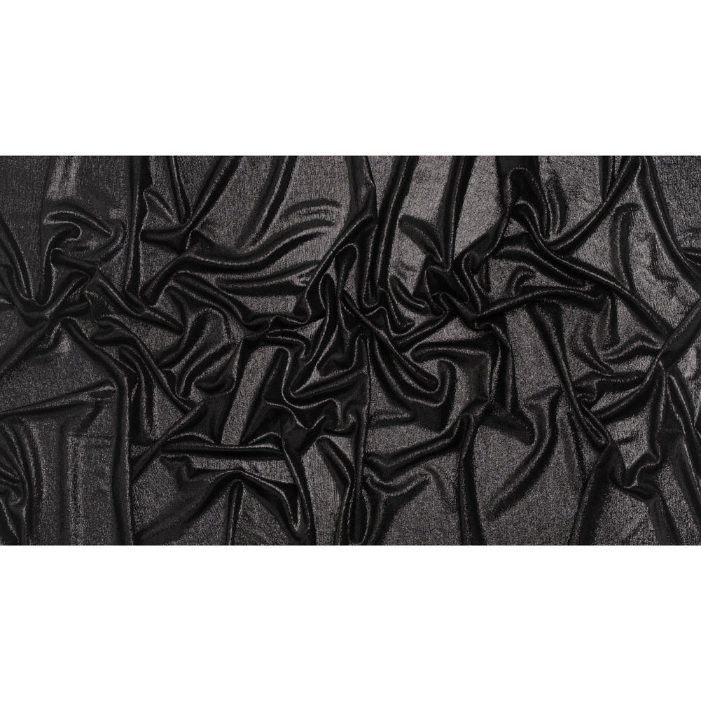 Metallic Foiled Uneven Stretch Rib Knit - Charcoal on Black - Estelle Collection