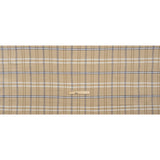 Stretch Linen Woven - Beige, Navy and White Plaid with Metallic Silver Accents