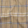 Stretch Linen Woven - Beige, Navy and White Plaid with Metallic Silver Accents