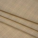 Medium Weight Linen Woven - Beige and Sage Green Windowpane Tattersall Check Plaid