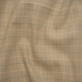 Medium Weight Linen Woven - Beige and Sage Green Windowpane Tattersall Check Plaid
