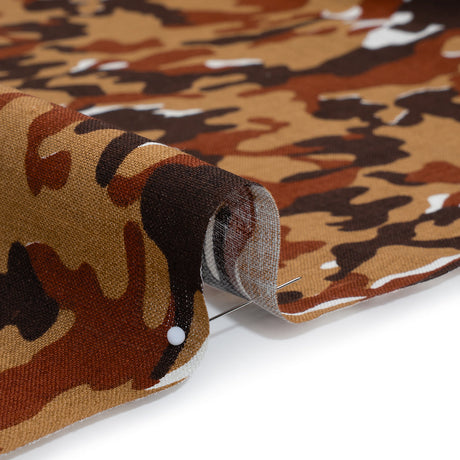 Medium Weight Linen Woven Print - Brown, Russet and Tan Camouflage