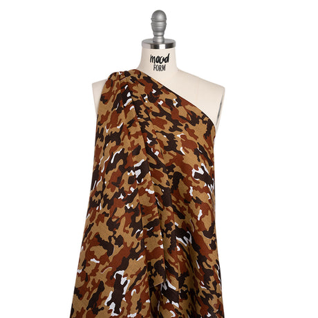 Medium Weight Linen Woven Print - Brown, Russet and Tan Camouflage