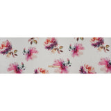 Medium Weight Linen Woven Print - Fuschia Pink on White Wild Roses