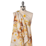 Medium Weight Linen Woven Print - Sun Yellow and White Daisies