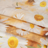 Medium Weight Linen Woven Print - Sun Yellow and White Daisies