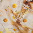 Medium Weight Linen Woven Print - Sun Yellow and White Daisies
