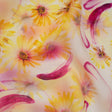 Medium Weight Linen Woven Print - Fuchsia Pink and Bright Yellow Sunflower Garden