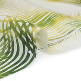 Medium Weight Linen Woven Print - Citrus Green, Yellow and White Illuminated Palm Leaves