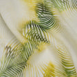 Medium Weight Linen Woven Print - Citrus Green, Yellow and White Illuminated Palm Leaves