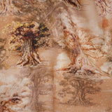 Medium Weight Linen Woven Print - Tan and Beige Giant Trees