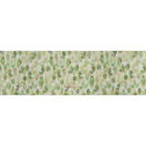 Medium Weight Linen Woven Print - Green on White Laying Leaves