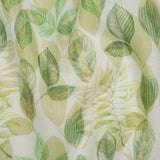 Medium Weight Linen Woven Print - Green on White Laying Leaves