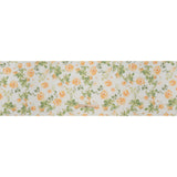 Medium Weight Linen Woven Print - Orange and Green on White Little Roses