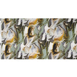 Polyester Satin - Muted Blue, Green and Yellow Ochre Earthy Swirls - Mood Exclusive Molten Moves Print