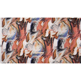 Polyester Satin - Madder Red, Blue and Pale Gray Earthy Swirls - Mood Exclusive Molten Moves Print