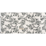 Polyester Satin - Black on White Flowers and Columns - Mood Exclusive Petal Pillars Print
