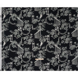 Polyester Satin - White on Black Flowers and Columns - Mood Exclusive Petal Pillars Print