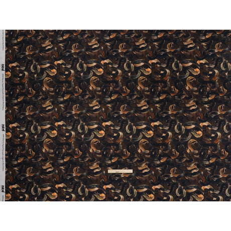 Polyester Satin - Brown, Black and Burnt Orange Painted Ribbons - Mood Exclusive Ruststroke Wrap Print