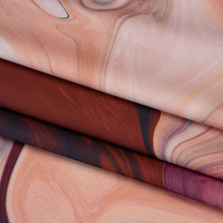 Polyester Satin - Rose Pink, Purple and Steel Blue Liquid Swirls - Mood Exclusive Liquid Motion Print