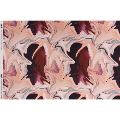 Polyester Satin - Rose Pink, Purple and Steel Blue Liquid Swirls - Mood Exclusive Liquid Motion Print