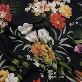 Polyester Satin - Red, Yellow and Black Floral - Mood Exclusive Midnight Bloom Print