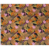 Polyester Satin - Beige, Green and Orange Tropical Leaves and Flowers with Stitching - Mood Exclusive Sunstitched Canopy Print
