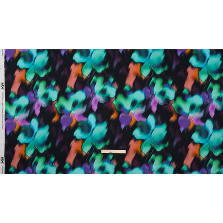 Polyester Satin - Black, Purple and Green Painterly Blurred Florals - Mood Exclusive Blazing Blur Print