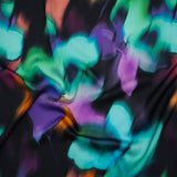 Polyester Satin - Black, Purple and Green Painterly Blurred Florals - Mood Exclusive Blazing Blur Print