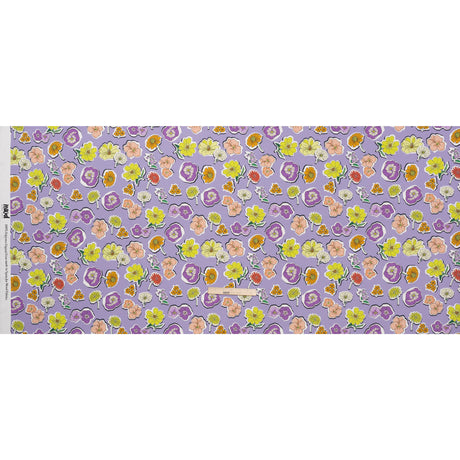 Polyester Satin - Lavender, Lime Green and Orange Little Floral Stickers - Mood Exclusive Sticker Garden Print
