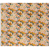 Polyester Satin - Pink, Green and Orange Flowers Collage - Mood Exclusive Clipped Botanicals Print