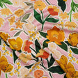 Polyester Satin - Pink, Green and Orange Flowers Collage - Mood Exclusive Clipped Botanicals Print