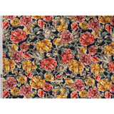 Polyester Satin - Golden Orange, Red and Green Illustrated Flower Collage - Mood Exclusive Floral Montage Print