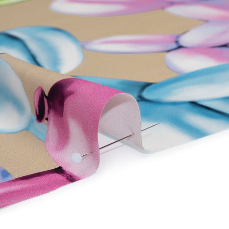Polyester Satin - Pink, Blue and Beige Large Balloon Dogs - Mood Exclusive Puff Pups Print