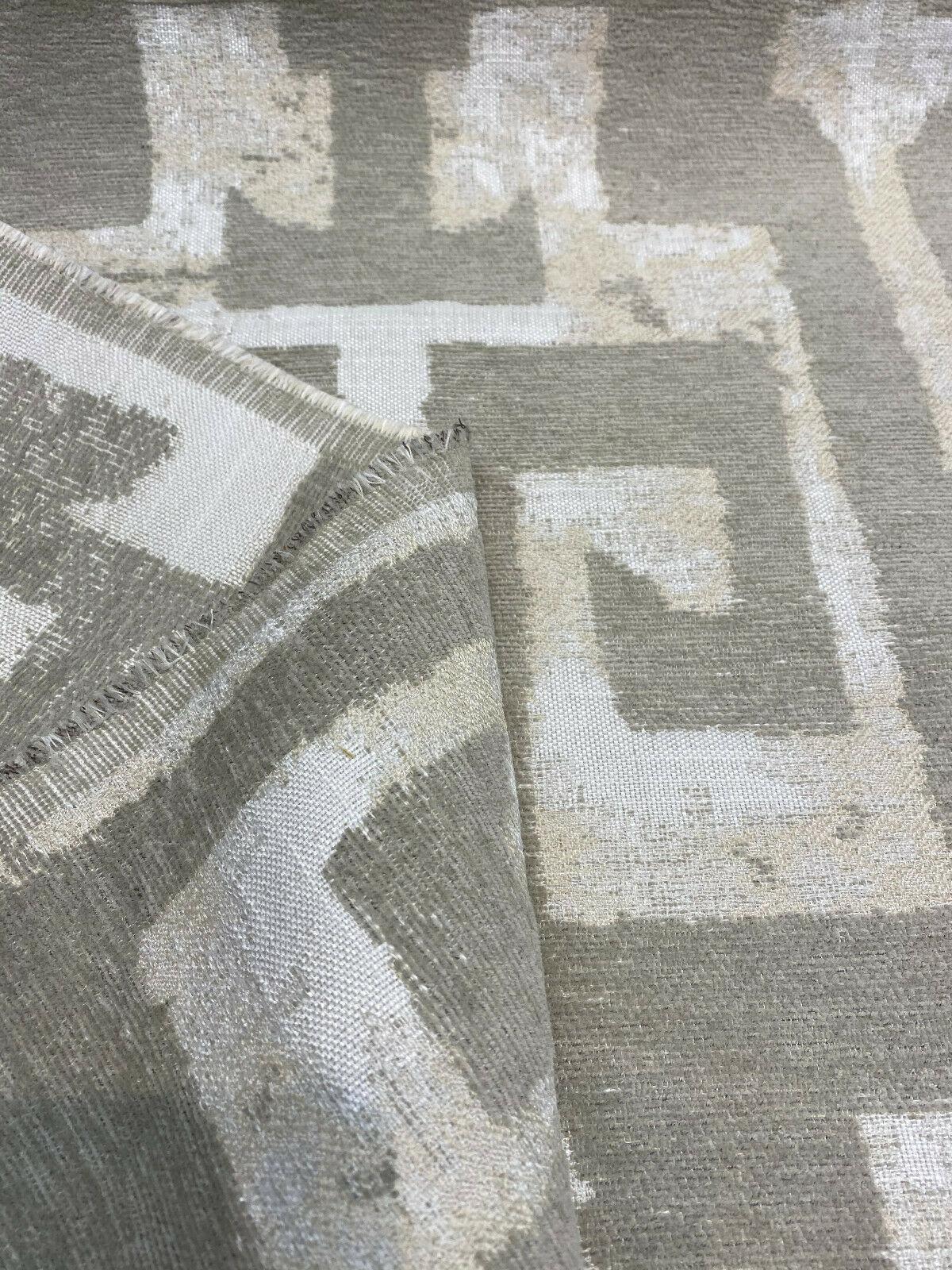 Tribal Text Styles Chenille Upholstery Fabric - Natural Beige Tribal Pattern, 57" Width (By The Yard)