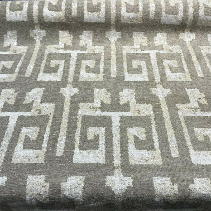 Tribal Text Styles Chenille Upholstery Fabric - Natural Beige Tribal Pattern, 57" Width (By The Yard)