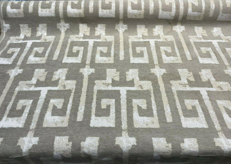 Tribal Text Styles Chenille Upholstery Fabric - Natural Beige Tribal Pattern, 57" Width (By The Yard)