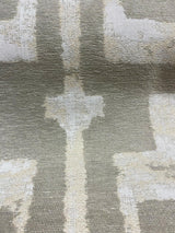 Tribal Text Styles Chenille Upholstery Fabric - Natural Beige Tribal Pattern, 57" Width (By The Yard)