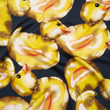 Polyester Satin - Yellow and Navy Large Rubber Ducky Balloons - Mood Exclusive Puffed Pond Print