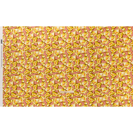 Polyester Satin - Yellow and Rose Pink Small Rubber Ducky Balloons - Mood Exclusive Puffed Pond Print