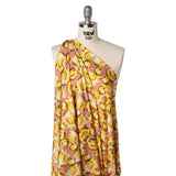Polyester Satin - Yellow and Rose Pink Small Rubber Ducky Balloons - Mood Exclusive Puffed Pond Print