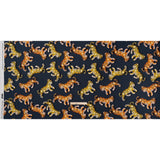 Polyester Satin - Navy, Yellow and Orange Balloon Tigers - Mood Exclusive Pop Jungle Print