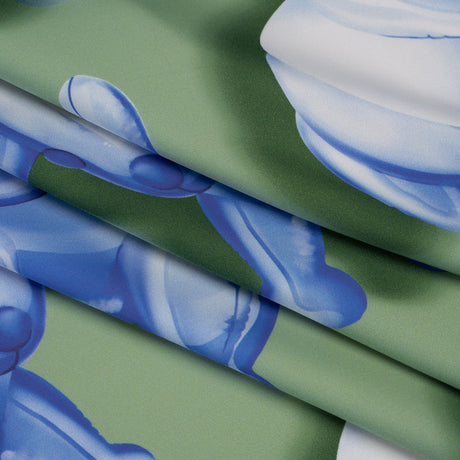 Polyester Satin - Blue and Green Inflatable Dogs - Mood Exclusive Pup Pop Print