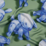 Polyester Satin - Blue and Green Inflatable Dogs - Mood Exclusive Pup Pop Print