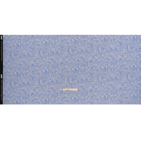 Polyester Satin - Blue and Cream Paisley - Mood Exclusive Spice Scroll Print