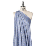 Polyester Satin - Blue and Cream Paisley - Mood Exclusive Spice Scroll Print
