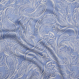 Polyester Satin - Blue and Cream Paisley - Mood Exclusive Spice Scroll Print