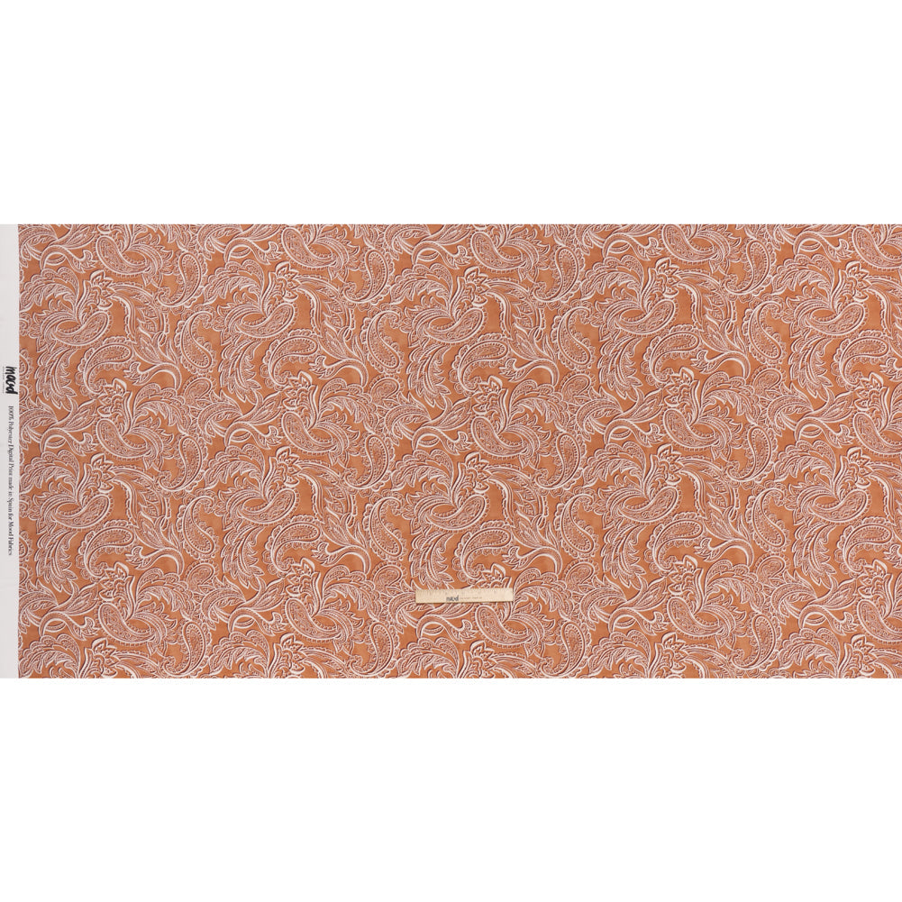 Polyester Satin - Tan, Cream and Brown Paisley - Mood Exclusive Spice Scroll Print